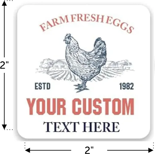 Miniatura 2 de Etiquetas Adhesivas Personalizables para Cartones de Huevos de Gallina Tamaños de 2"-4" Etiquetas de Empaque Personalizadas para Huevos Frescos