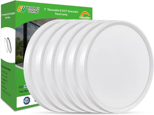 Miniatura 9 de 4PK - Lámpara LED de techo empotrada de 9 pulgadas, 18 W, 1860 lm, 3000 K/4000 K/6000 K CCT seleccionable, panel plano redondo de bajo perfil