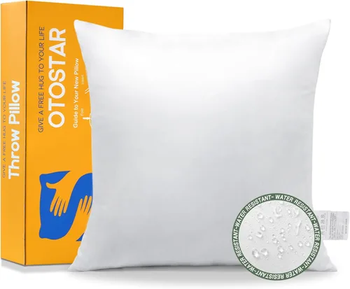 Miniatura 9 de OTOSTAR Inserto de almohadas impermeables, 16 x 16 pulgadas, cojín decorativo para exteriores, suave y esponjoso, para patio, jardín, banco, casa
