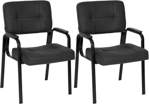 FDW Silla de oficina para invitados, silla de recepción, sillas de sala de espera con reposabrazos acolchado, de piel sintética, para el hogar,