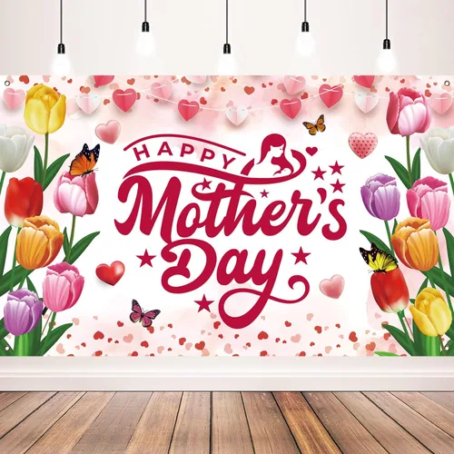 Decoraciones para el Día de la Madre, telón de fondo para decoración de fiesta del día de la madre, 71 x 43 pulgadas