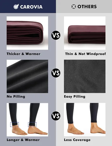Miniatura 3 de CAROVIA Leggings con forro polar para mujer con bolsillos mallas de invierno para entrenamiento cintura alta pantalones de yoga de 25 pulgadas