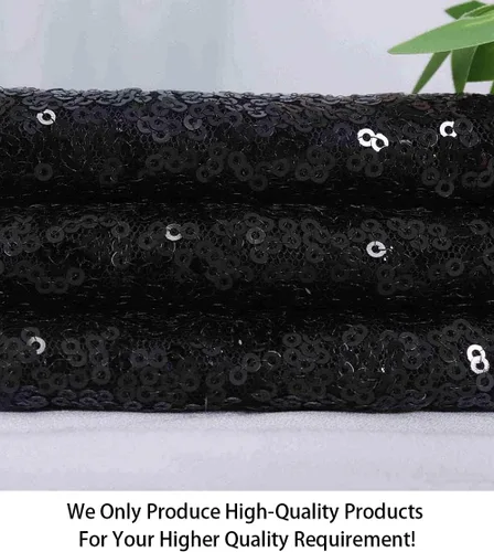 Miniatura 2 de ShinyBeauty 1 Yarda de Tela Negra por Yarda, Tela de Lentejuelas para Coser, Tela con Purpurina, Material de Lentejuelas por Yarda, Confección