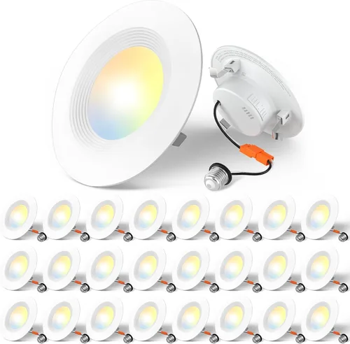 Miniatura 9 de Amico Paquete de 24 luces LED empotrables 5CCT de 4 pulgadas, regulable, 8.5 W = 60 W, 650 LM, 2700 K/3000 K/4000 K/5000 K/6000 K seleccionables