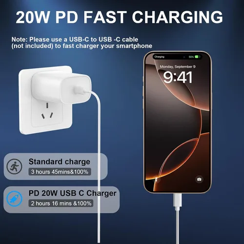 Miniatura 4 de Cargador para iPhone 16 15 Pro Max de carga rápida, bloque de carga USB C de 20 W para iPhone 16 15 con cable de carga tipo C de 3 metros