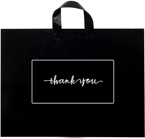 Bolsas de mercancía de agradecimiento – 50 unidades, 17 x 16 pulgadas, bolsas negras extra gruesas de 3.15 mil para pequeñas empresas y boutique al