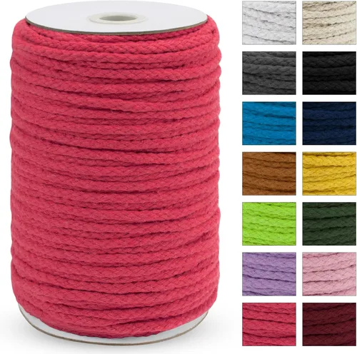Miniatura 22 de JeogYong - Cuerda de macramé trenzada 5mm x 90m, cuerda de algodón trenzada de 8 hebras natural, cuerda de cordón de dibujo colorida para colgar