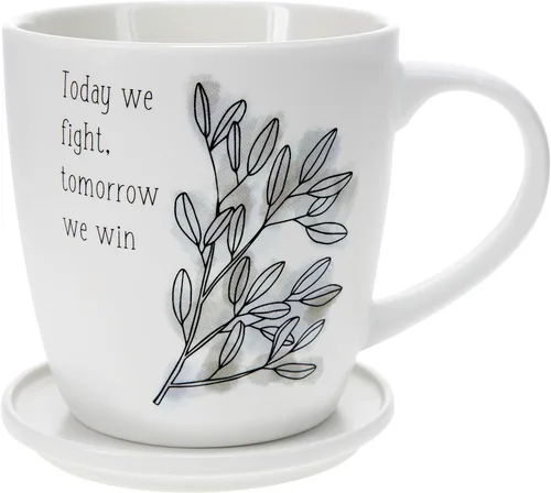 Miniatura 3 de Today We Fight, Tomorrow We Win - Juego de taza de café de 17 onzas y tapa de posavasos