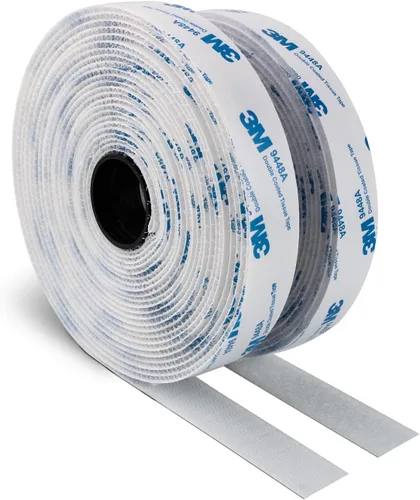 Cinta autoadhesiva de velcro de 3M, 1 pulgada x 20 pies 9448A, cinta adhesiva de nylon entrelazada de respaldo pegajoso, cinta adhesiva de nylon de