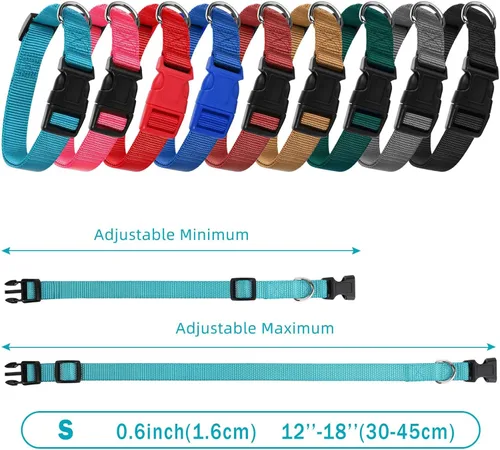 Miniatura 2 de 9 piezas de collar ajustable para perro, collar de nailon suave para mascotas con hebilla de liberación rápida a granel para perros, caminar