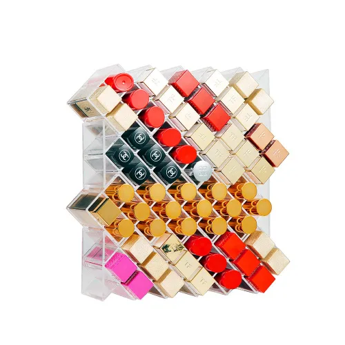 Miniatura 6 de Organizador de lápiz labial en 64 espacios, torre de lápiz labial apilable en forma de pez, soporte de almacenamiento de brillo de labios, perfecto