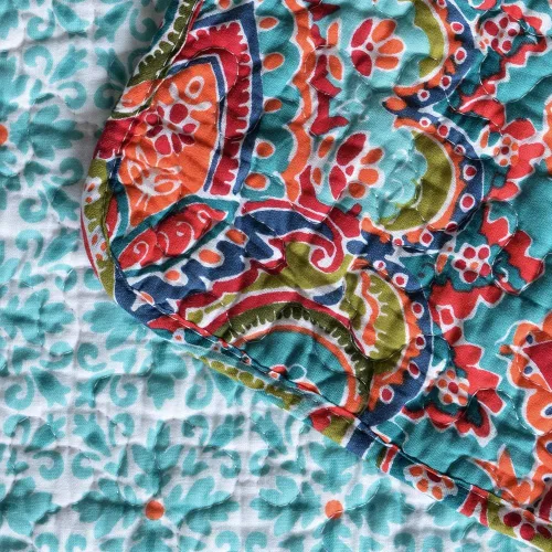 Miniatura 7 de NEWLAKE - Manta acolchada para cama, sofá y sillón, diseño floral europeo hermoso, 60X78 Pulgadas Naranja/Azul