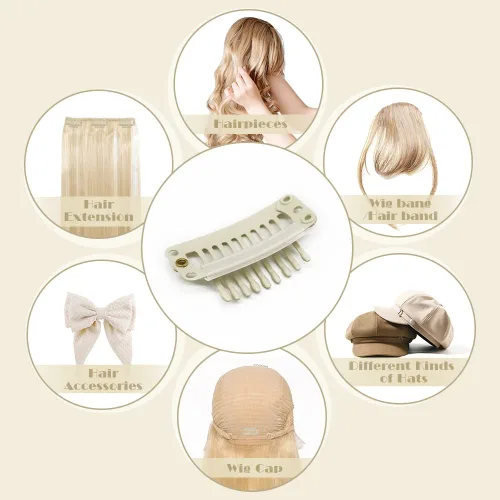 Miniatura 6 de Dreamlover - Clips para extensiones de cabello, clips para peluca con 9 dientes, 30 piezas Beige