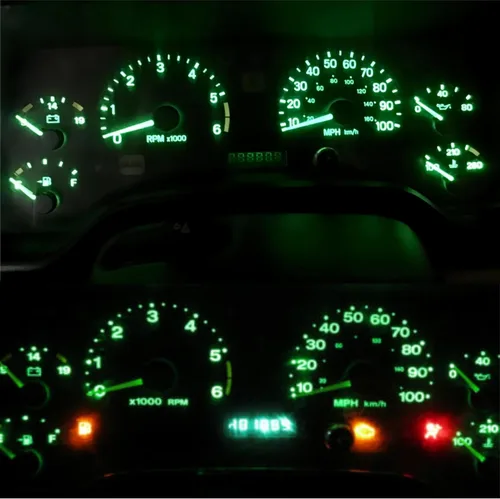 Miniatura 6 de WLJH Panel de instrumentos blanco racimo velocímetro medidor tacómetro odómetro temperatura aceite indicador luz LED paquete para Jeep Wrangler TJ