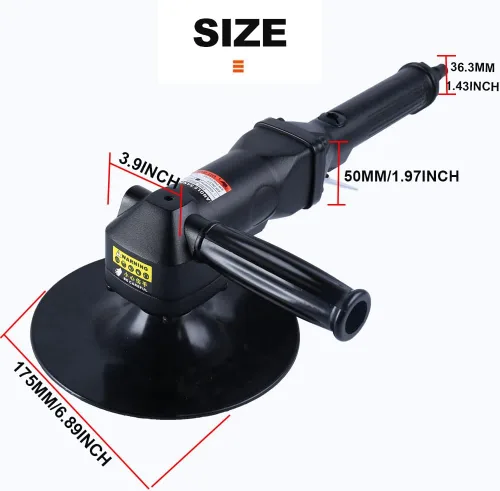 Miniatura 3 de Lijadora neumática de 7 pulgadas, lijadora/pulidora de aire húmedo resistente, ligera de 5.47 libras, velocidad ajustable de hasta 4500 rpm