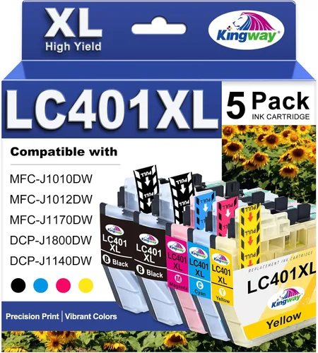 KINGWAY LC401XL - Cartuchos de tinta para Brother de alto rendimiento compatibles con cartuchos de tinta Brother LC401XL LC401XL 401 XL con