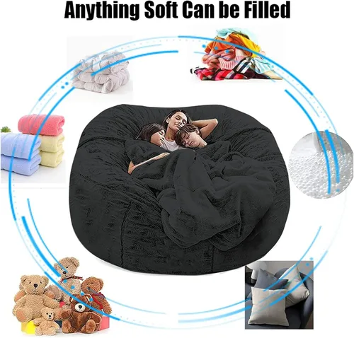 Miniatura 7 de Funda para puf gigante de 7 pies, (sin relleno, solo funda), ultra suave, para adultos, grande, redondo, suave, esponjoso, sintético, funda
