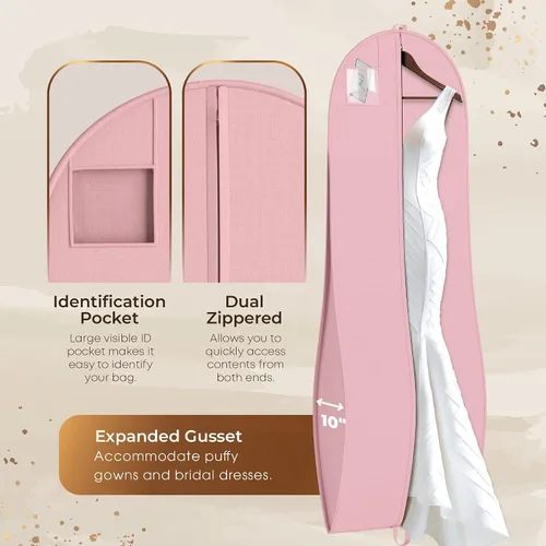 Miniatura 4 de Your Bags Bolsa de vestir y vestido para mujer, 72 x 24 pulgadas y 10 pulgadas, con fuelle cónico (estampado de vestido rosa y blanco)