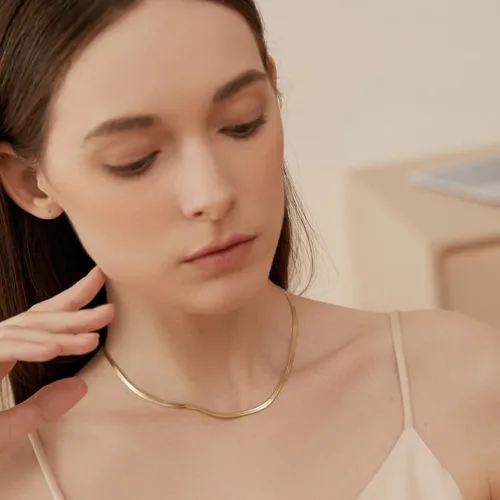 Miniatura 9 de Collar de serpiente en espiga para mujer, joyería de regalo versátil para mujer, chapado en oro de 14 quilates