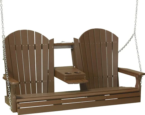 Miniatura 22 de LuxCraft Adirondack - Columpio colgante para porche delantero de 5 pies con consola abatible, asientos hasta 3, banco de columpio de patio al aire