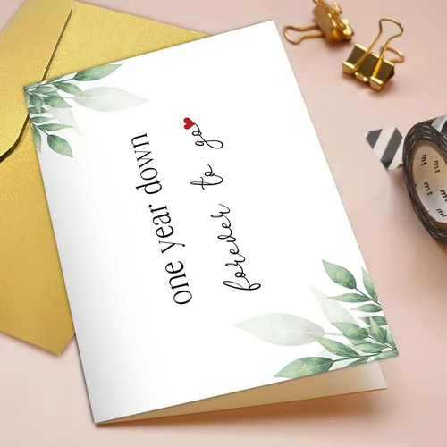 Miniatura 4 de Qiliji Tarjeta Romántica de 1er Aniversario, Tarjeta de Feliz 1er Aniversario para Él Ella, Tarjeta de Aniversario de Boda de Primer Año, 1 Año