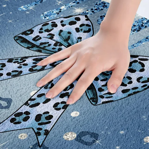 Miniatura 3 de Feelyou Alfombras de baño con lazo coquette de 16 x 24 pulgadas, tapetes de baño Leopared con lazos para niños, adolescentes y adultos con purpurina