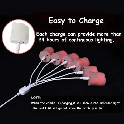 Miniatura 4 de FPOO Velas de té recargables sin llama con temporizador y control remoto, 12 velas votivas LED parpadeantes con 2 cables de carga USB, vela falsa