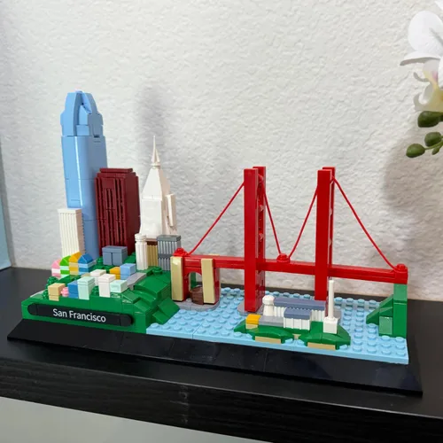 Miniatura 2 de Apostrophe Games Juego de bloques de construcción de San Francisco Skyline (459 piezas) con puente Golden Gate y más - Modelo de arquitectura
