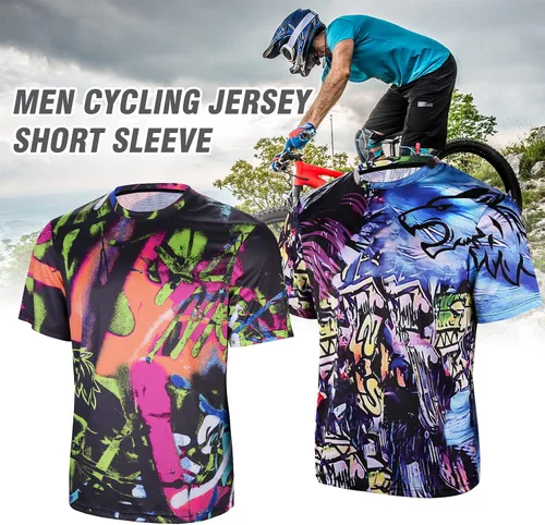 Miniatura 5 de Wisdom Leaves Camiseta de ciclismo de montaña para hombre, de manga corta, para descenso, absorbe la humedad y de secado rápido