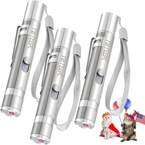 TBTeek Juguetes para gatos, recargables, 3 modos de luz y 5 patrones ajustables, juguete portátil interactivo para gatitos, perros, gatos, ratón,