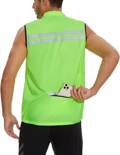 Miniatura 4 de bpbtti Chaleco de seguridad Hi-Viz para hombre, chaleco cortavientos sin mangas, resistente al viento y reflectante