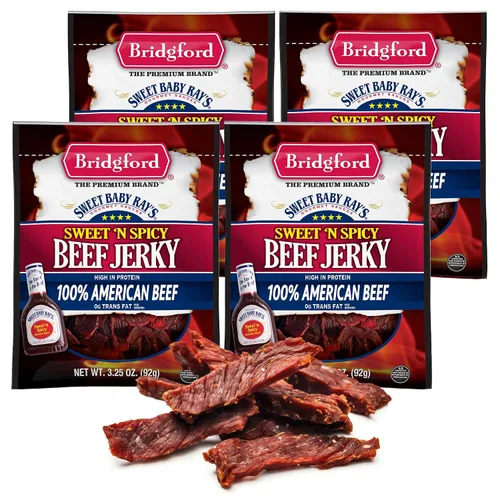 Miniatura 21 de Bridgford Sweet Baby Ray's Beef Jerky Honey BBQ de 3.25 onzas, paquete de 2 – Cecina alta en proteínas para impulso de energía del mediodía
