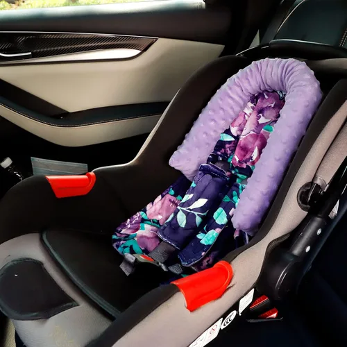 Miniatura 6 de Soporte de cabeza de asiento de automóvil para bebé, inserto de asiento de automóvil para bebé, forro polar súper suave, fundas de cinturón