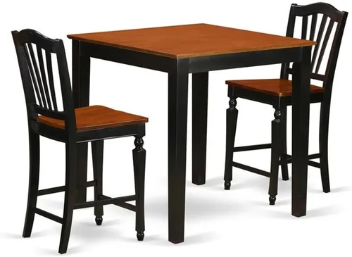 Miniatura 11 de East West Furniture PBCH3-BLK-C - Juego de mesa de comedor de 3 piezas de altura para mostrador de cocina contiene una mesa de comedor cuadrada y 2