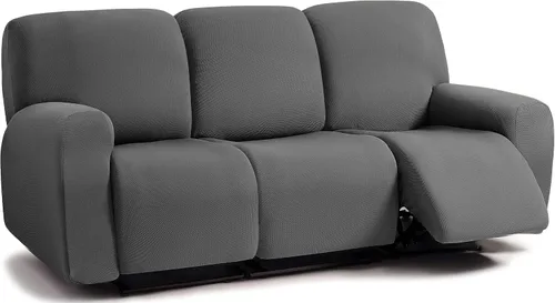 Miniatura 36 de ULTICOR - Juego de 8 fundas para sofá reclinable de jacquard, fundas elásticas para sofá reclinable para 3 cojines, fundas gruesas, suaves y Gris