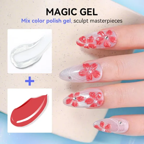 Miniatura 4 de Makartt Arte de Uñas en Gel 3D: Gel de Escultura 3D para Arte de Uñas, Polvo de Uñas Cromado Espejo, Esmaltes en Gel, Tallado, Pintura Metálica 3D
