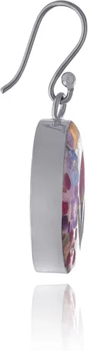 Miniatura 2 de Tienda Collection Sterling Silver Pressed Flower Circle Drop Earrings