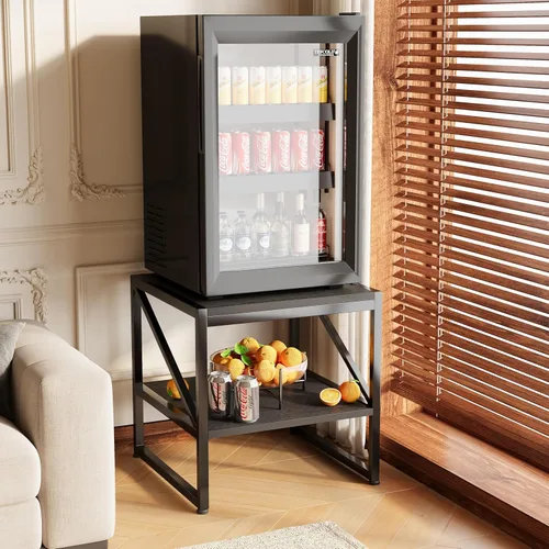 Miniatura 11 de Mesa auxiliar con estación de carga, mesa auxiliar cuadrada de 20 pulgadas con puertos USB y tomas de corriente, mini soporte para refrigerador
