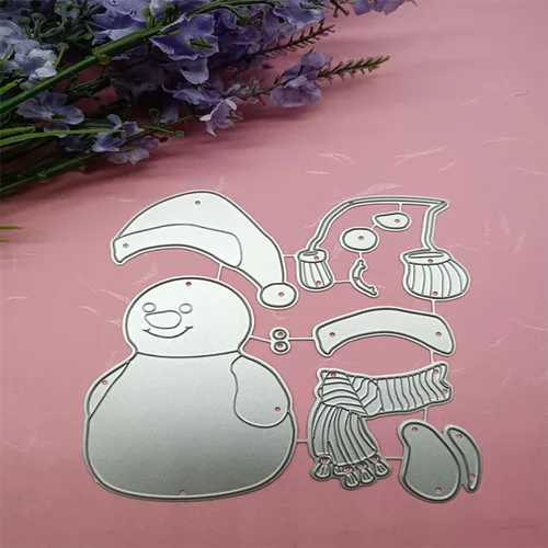 Miniatura 2 de Muere de corte de metal de muñeco de nieve con bufandas y guantes, troqueles navideños para hacer tarjetas, plantillas de corte para álbumes