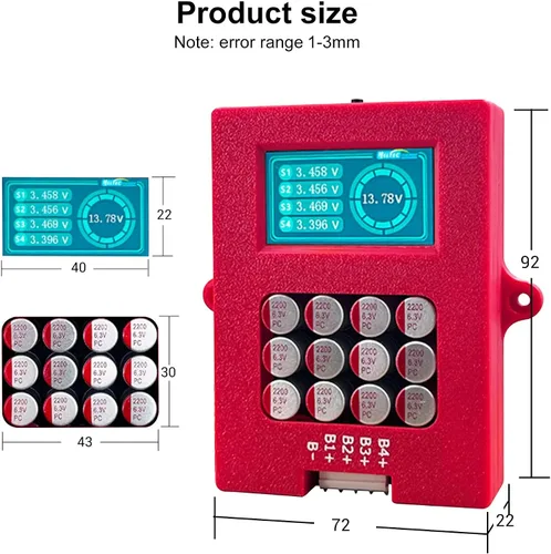 Miniatura 4 de 5A 4S LiFePo4 y NCM Equalizador activo de batería de 12 V, ecualizador activo de transferencia de energía de batería de litio con pantalla digital