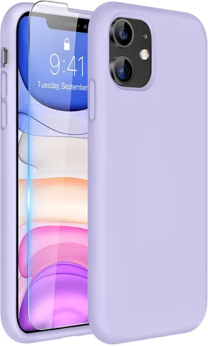 Miniatura 334 de Miracase Funda diseñada para iPhone 13, con protector de pantalla de vidrio templado, forro de microfibra suave antiarañazos, funda de goma