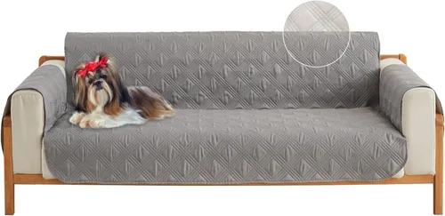 Miniatura 18 de Qubjus Funda de sofá de 2 plazas Revesible para sofá de 2 cojines, lavable, protector de muebles con correas elásticas para perros, mascotas, niños
