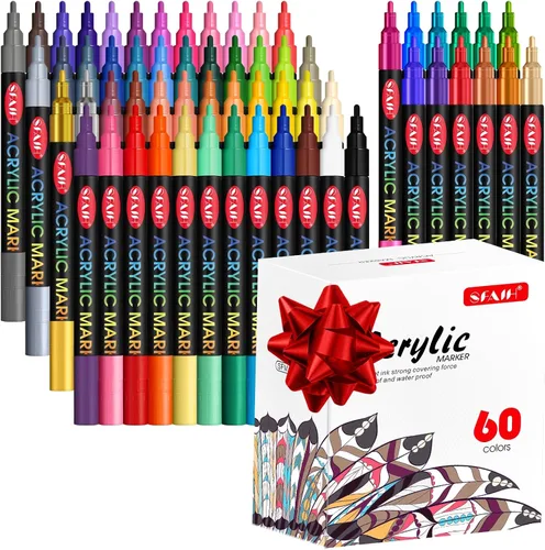 Miniatura 8 de SFAIH Rotuladores de pintura acrílica blancos - Marcadores de pintura, bolígrafos de pintura - Paquete de 8 marcadores acrílicos para pintar sobre 8