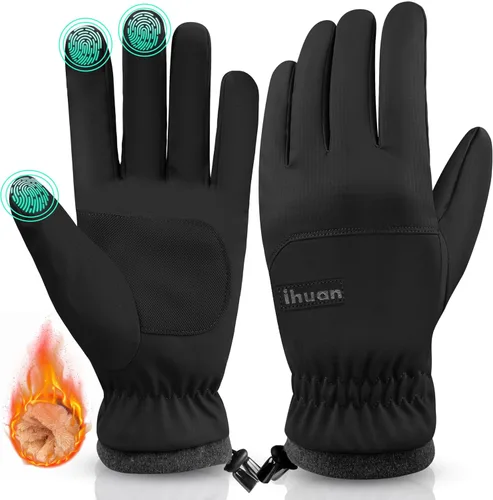 ihuan Guantes de invierno impermeables a prueba de viento para hombre y mujer, guantes cálidos para clima frío, dedos con pantalla táctil,