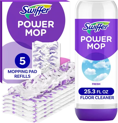 Swiffer Power Mop - Paquete de recambio de limpieza de suelos para trapear azulejos, vinilo, laminado, madera en el hogar, baño, cocina, limpieza