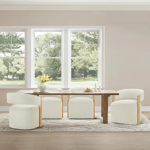 KISLOT Juego de 4 sillas de comedor tapizadas, sillas de comedor modernas con ruedas, sillón de madera lateral de cocina con asiento de cojín de