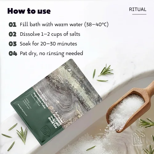 Miniatura 5 de Dead Sea - Remojamiento de baño de escamas de magnesio 100% puro con aceite esencial infundido de romero (bolsa de 8.82 onzas)