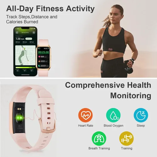 Miniatura 4 de Reloj inteligente, reloj de seguimiento de actividad física de 7 días + batería con frecuencia cardíaca, contador de pasos, calorías, SPO2, monitor