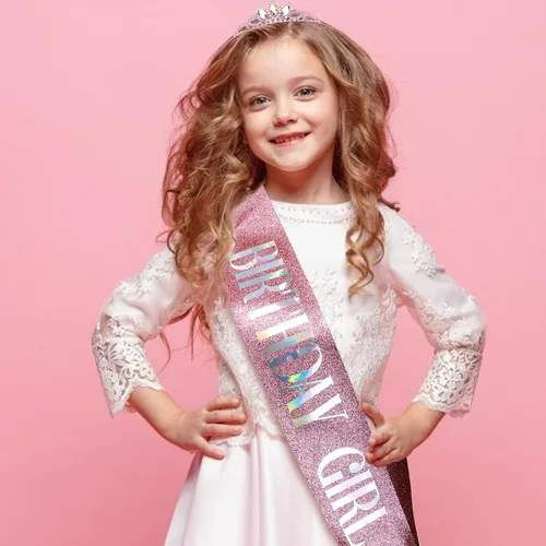 Miniatura 2 de COCIDE Juego de banda y tiara de princesa para niñas y mujeres, kit de accesorios para fiesta de cumpleaños con corona rosa, decoraciones de feliz