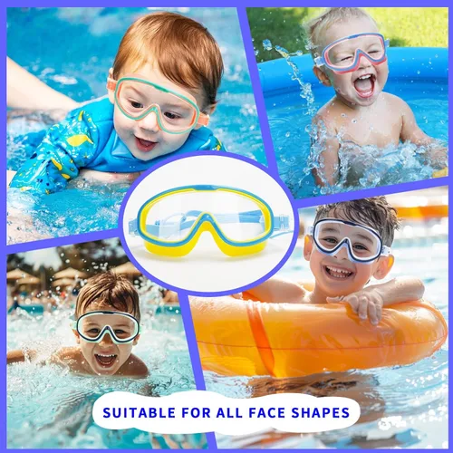 Miniatura 6 de Paquete de 2 gafas de natación para niños de 3 a 15 años de edad, marco grande HD, antivaho, gafas de natación para niños pequeños